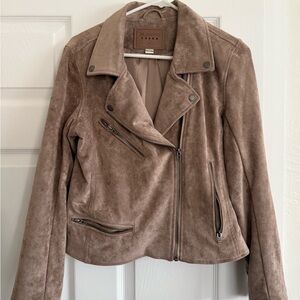 Blank NYC Women's Taupe Suede Leather Jacket
